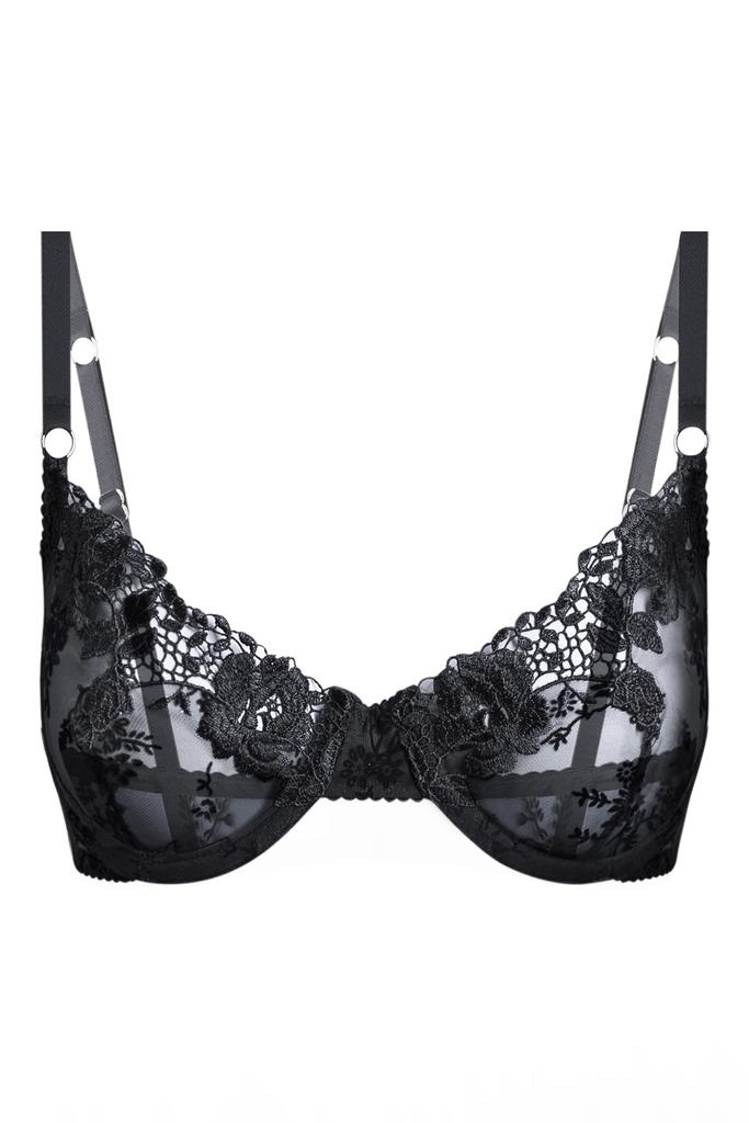 черный бра insomnia из сетки с вышивкой