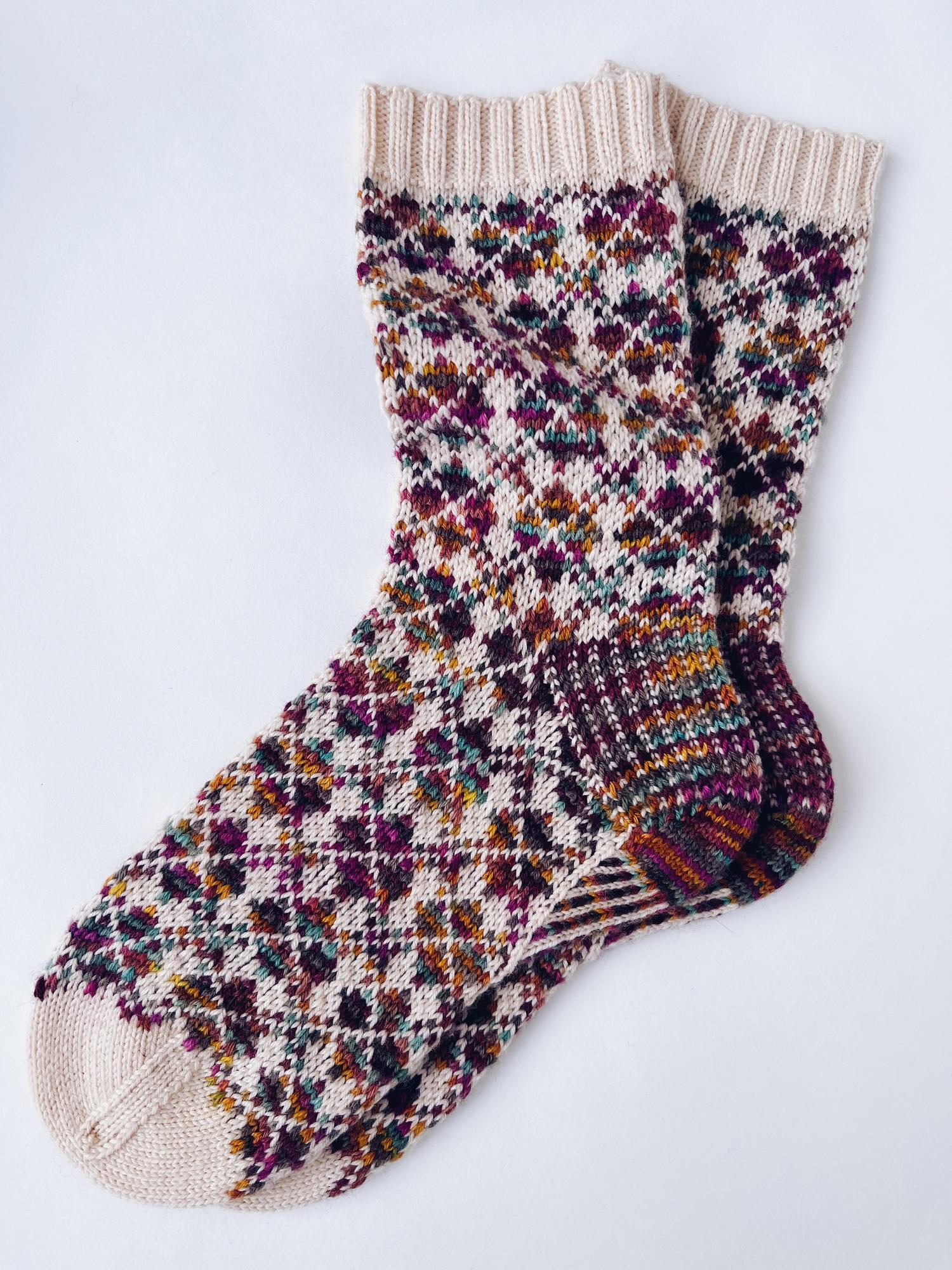 Вязаные носки женские жаккард 38-39