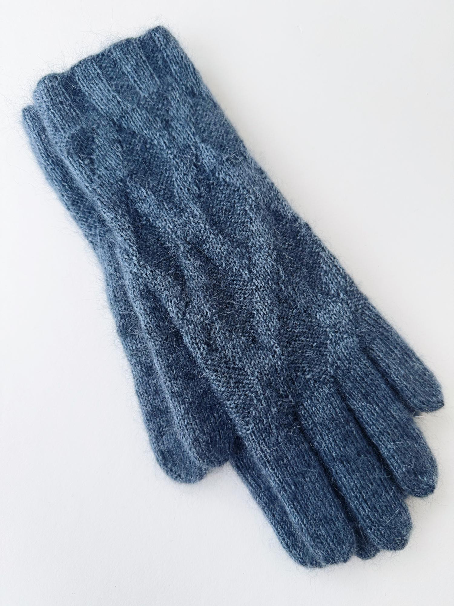 Вязаные перчатки из мериноса и мохера L