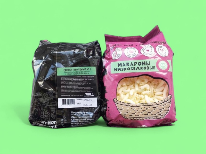 Макароны низкобелковые "Рожки рифленые № 1"