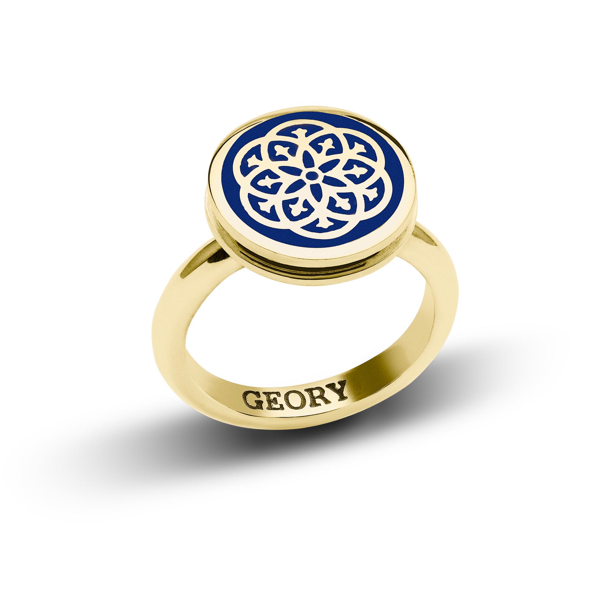 Кольцо Stamp blue gold