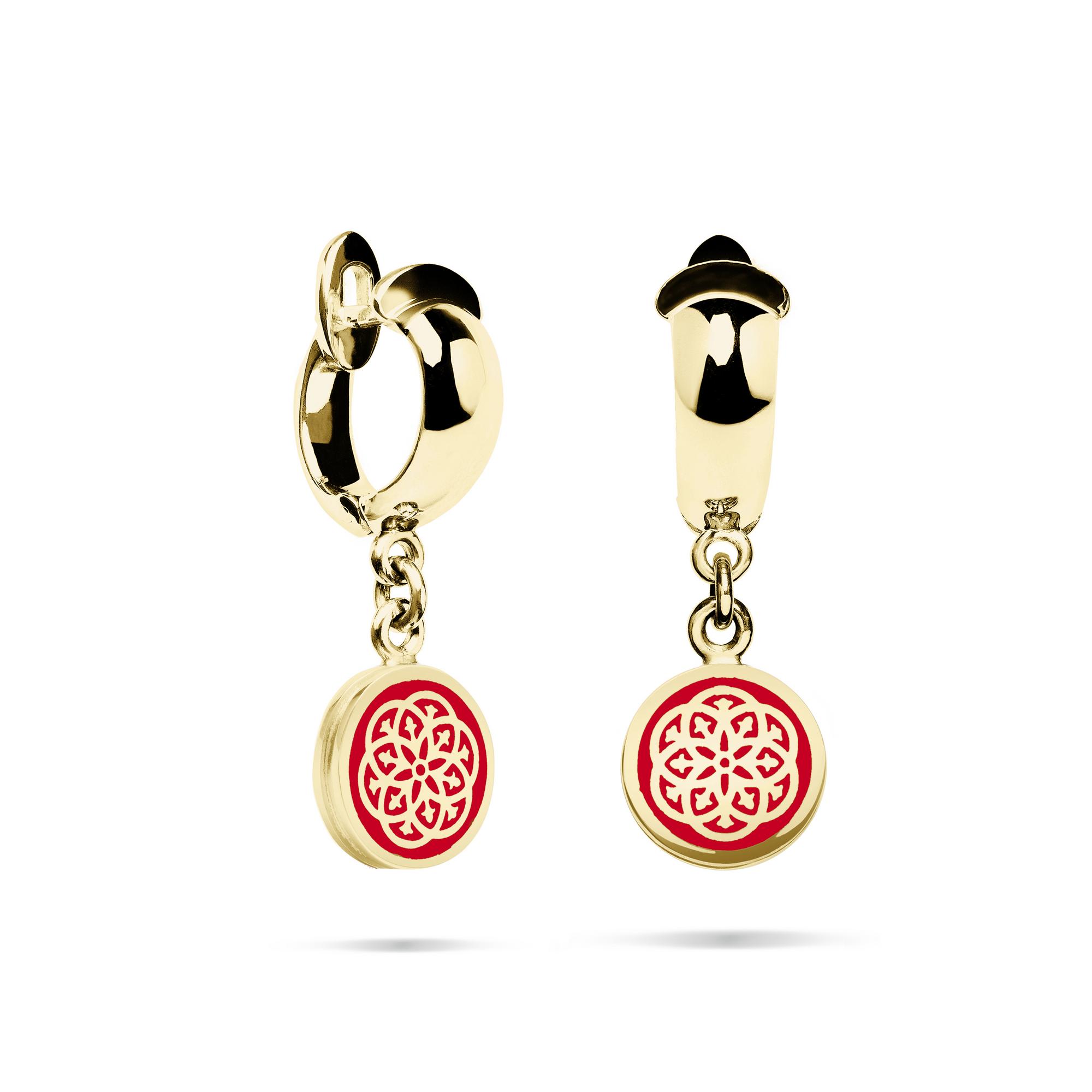 Серьги Stamp red gold