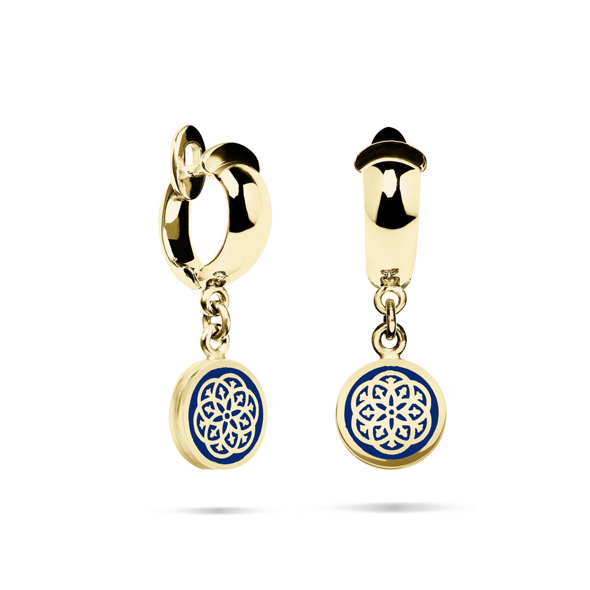 Серьги Stamp blue gold