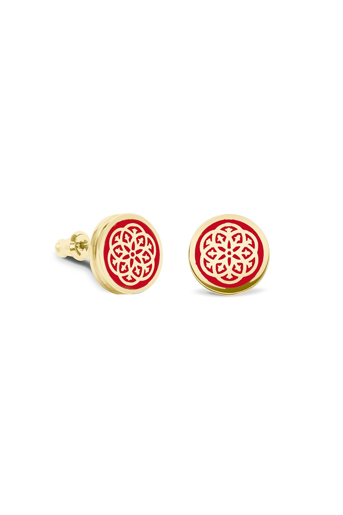 Серьги-пусеты Stamp red gold