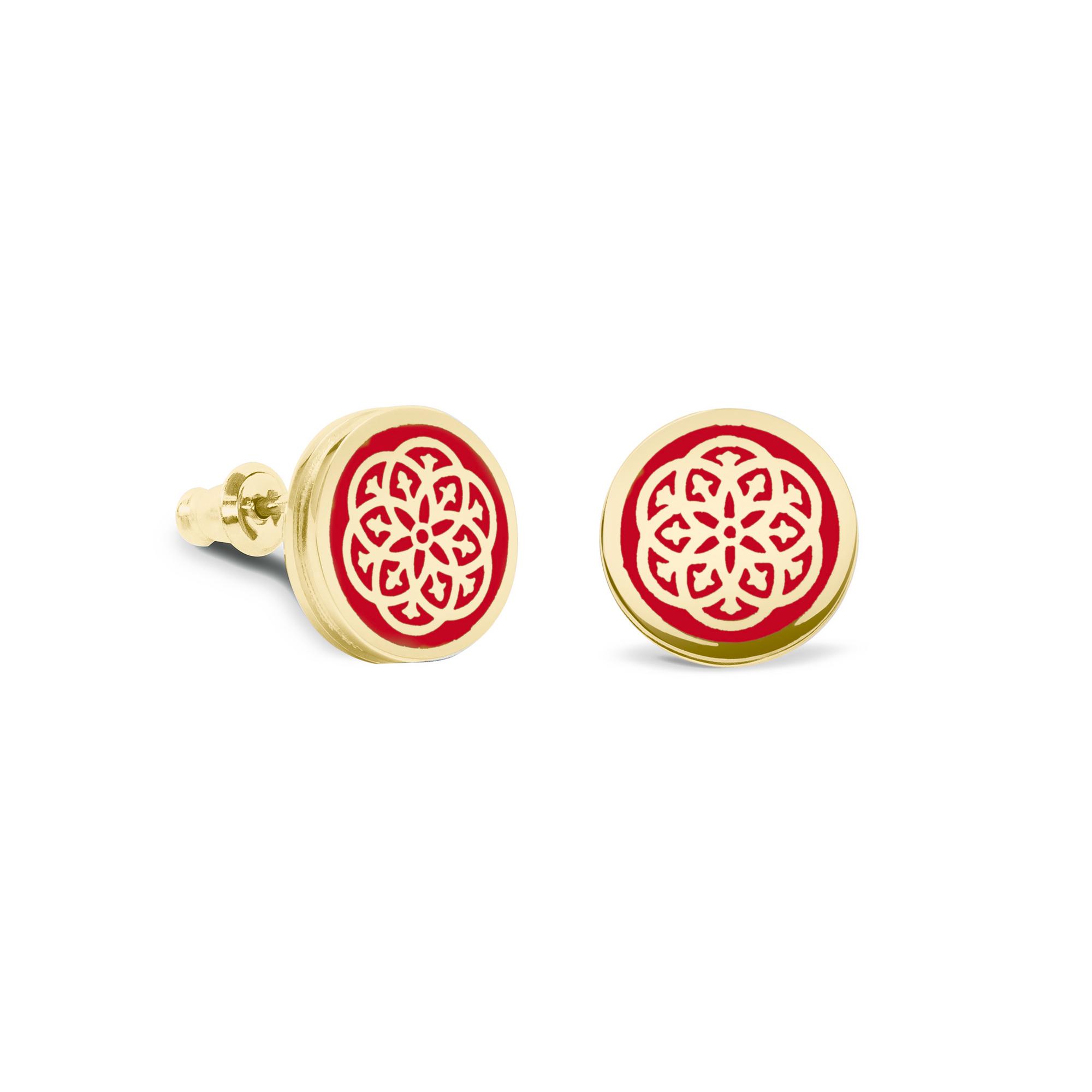 Серьги-пусеты Stamp red gold