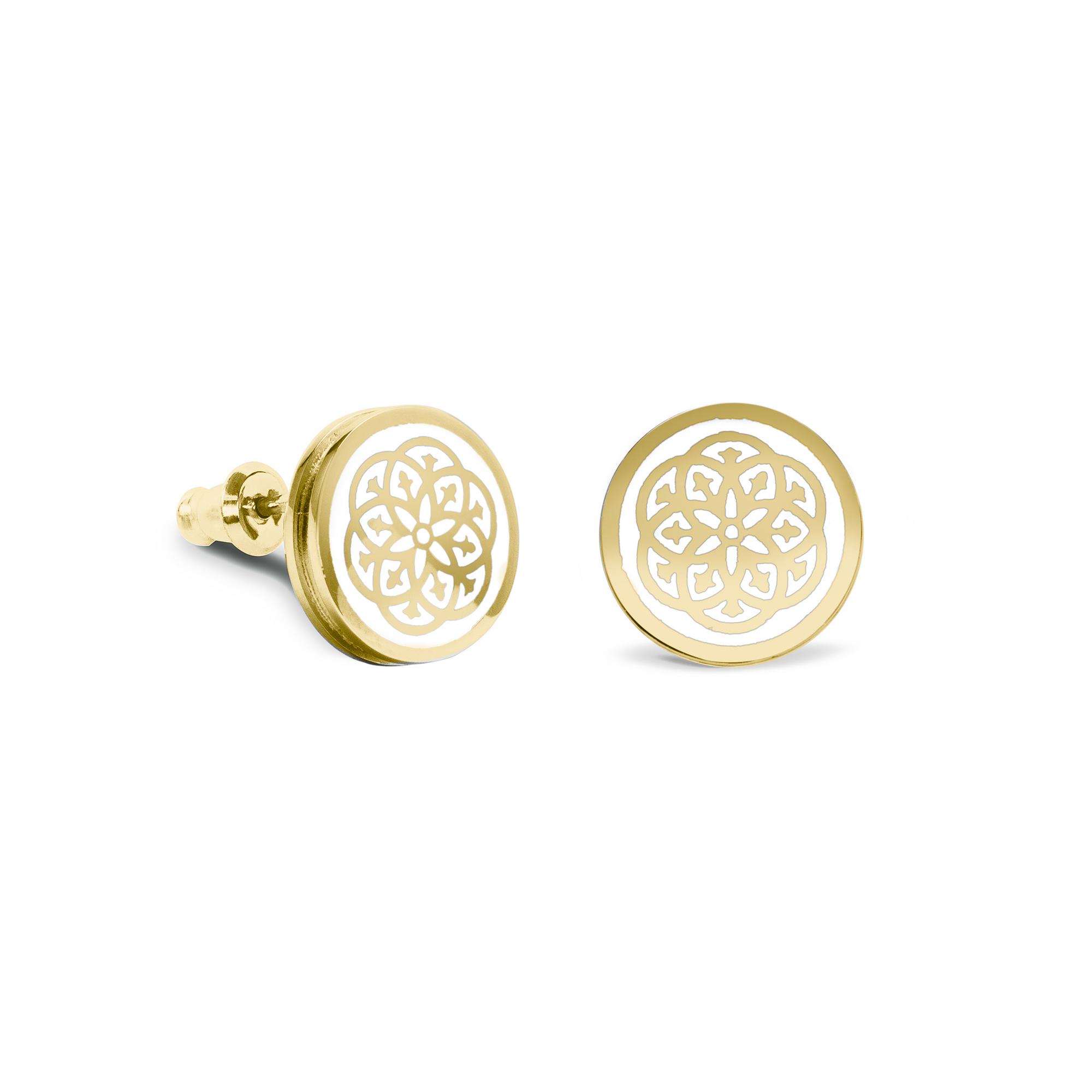 Серьги-пусеты Stamp white gold