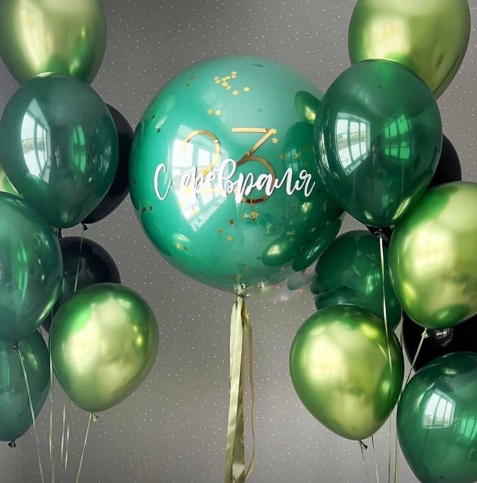 Шары 23 февраля зеленый Хит