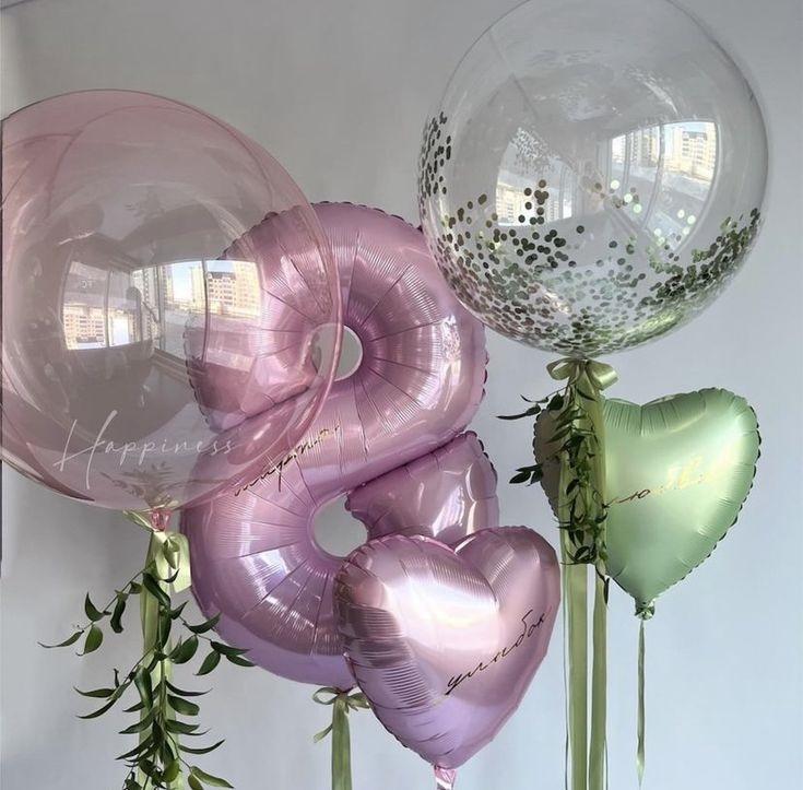 8 марта шары  розовая прозрачность