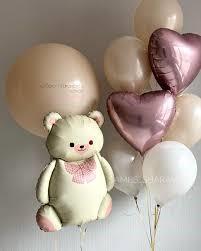 Мишка с бантиком бежево розовый