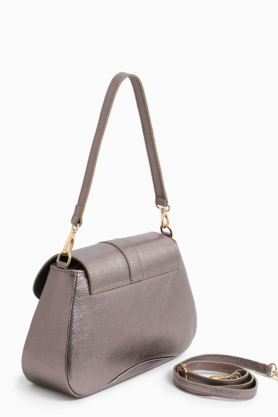 Сумка-багет "Adelina" с именным штампом BE NICE металлизированного бронзового оттенка