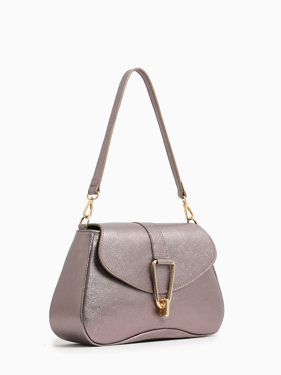 Сумка-багет "Adelina" с именным штампом BE NICE металлизированного бронзового оттенка