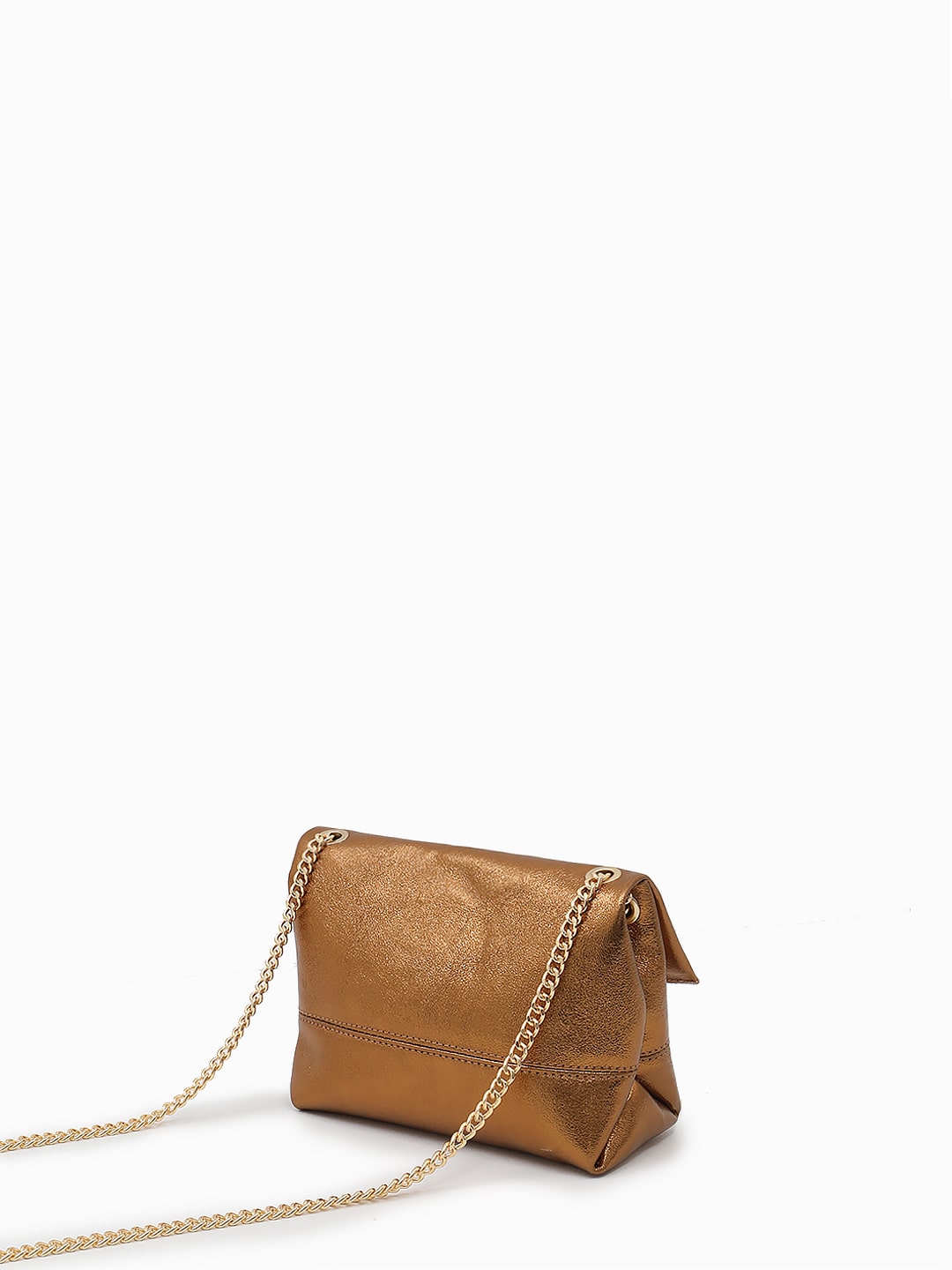 Небольшая кросс-боди с поворотной фурнитурой от FOLLE из ламинированной кожи бронзового оттенка