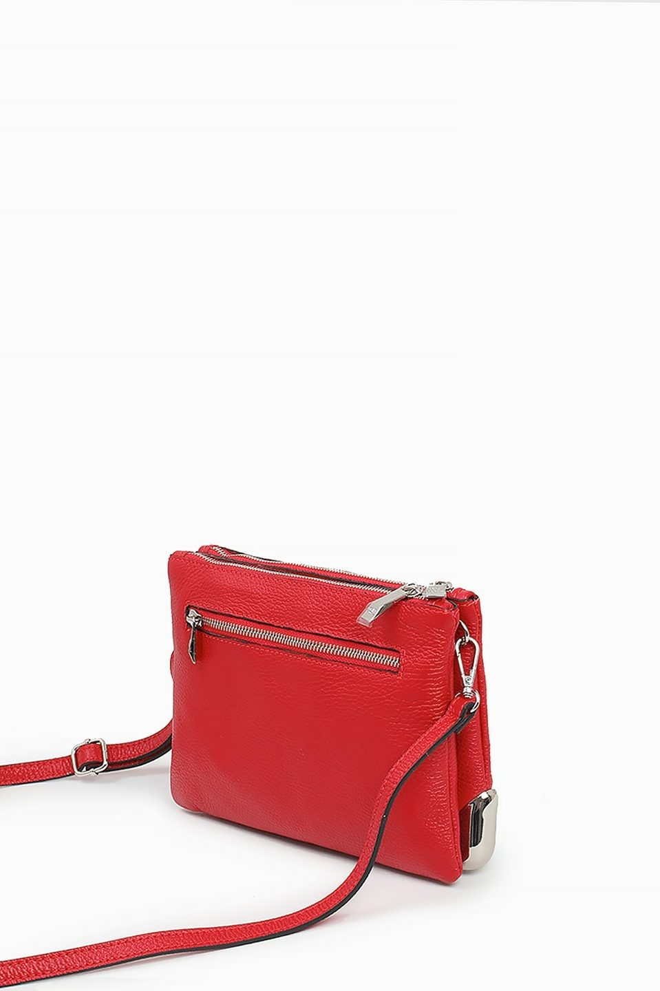 Красная кросс-боди с угловой металлической вставкой от Renato Angi