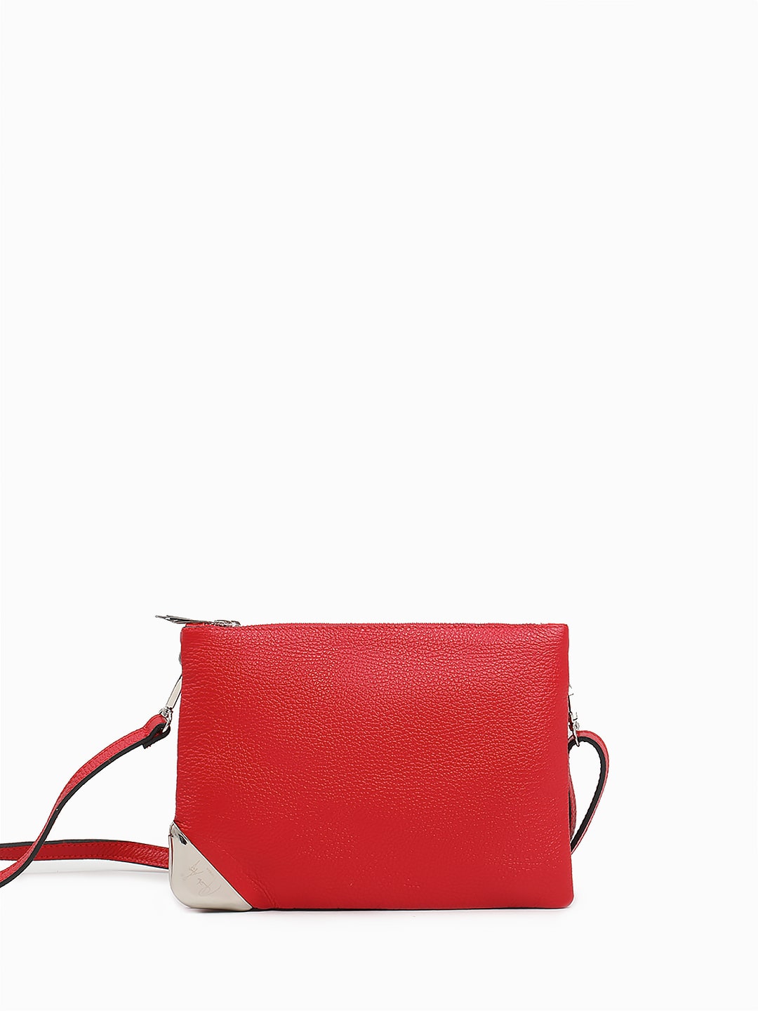 Красная кросс-боди с угловой металлической вставкой от Renato Angi