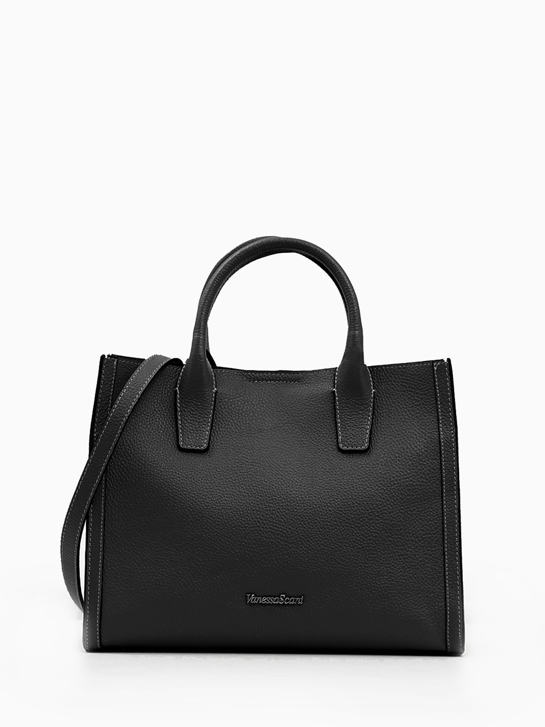 Сумка-тоут в размере М с именной гравировкой Vanessa Scani чёрного цвета
