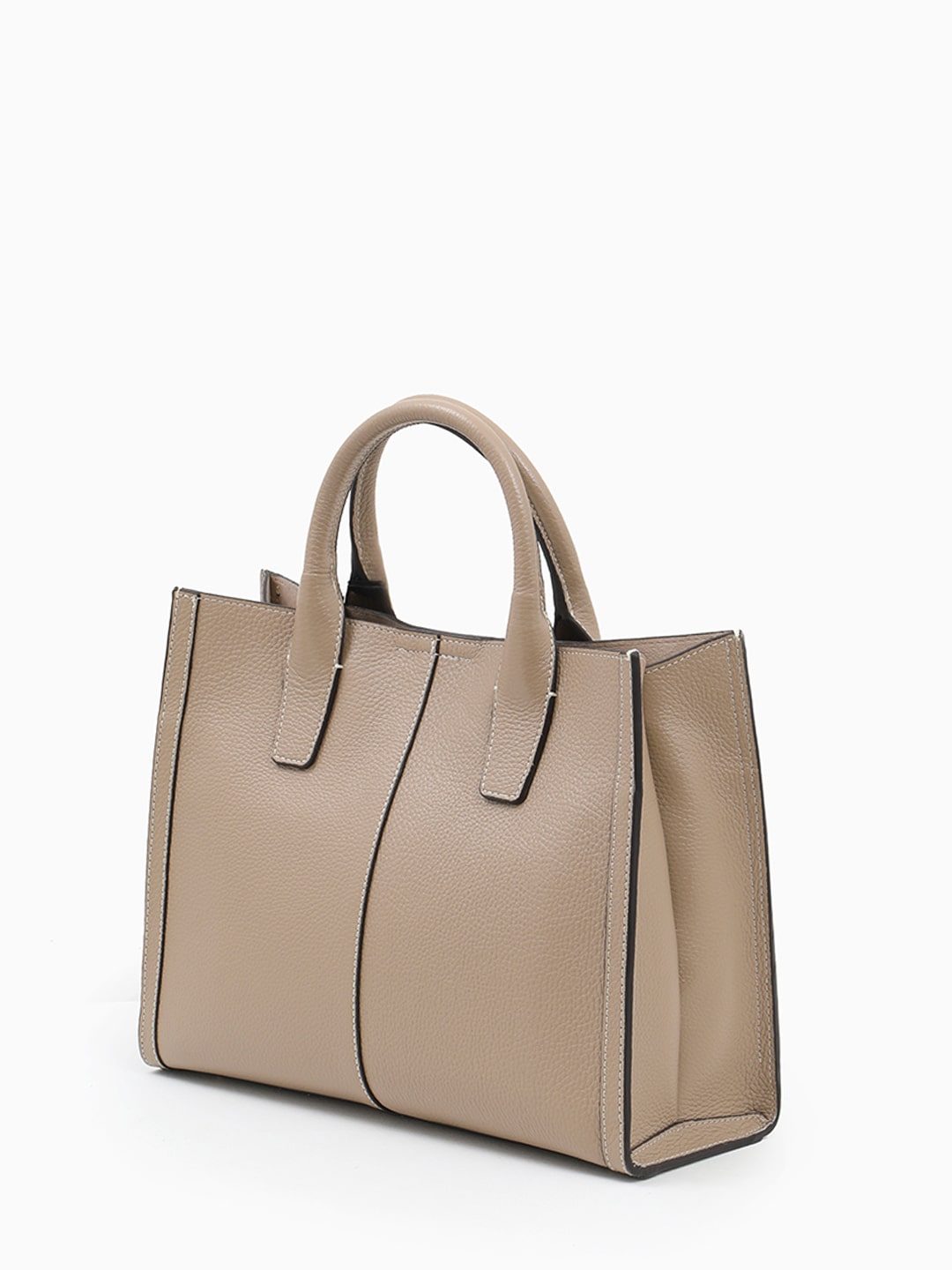 Сумка-тоут в размере М с именной гравировкой Vanessa Scani оттенка тауп