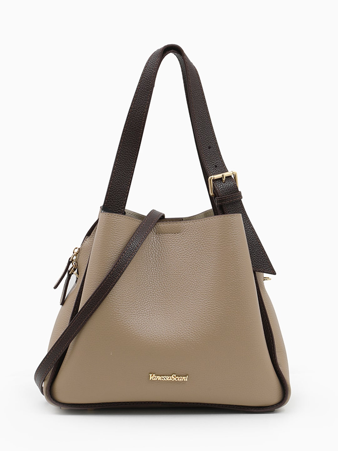 Сумка-тоут с двумя регулируемыми ручками от Vanessa Scani в оттенке тауп