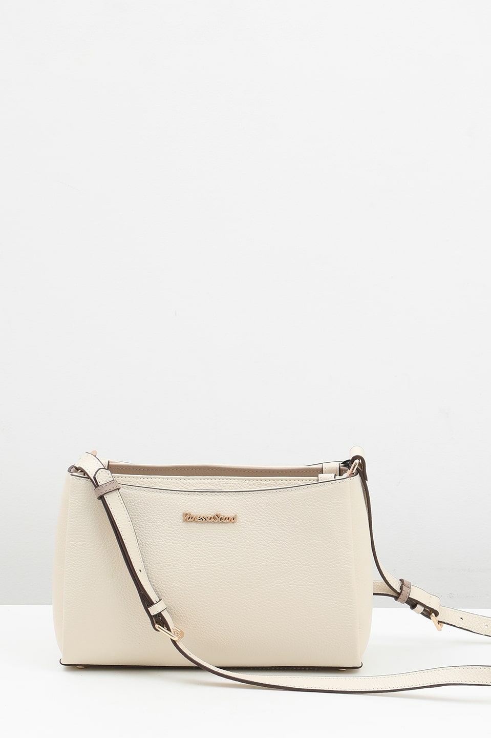 Кросс-боди на плечо с металлическим логотипом Vanessa Scani в бежевом оттенке