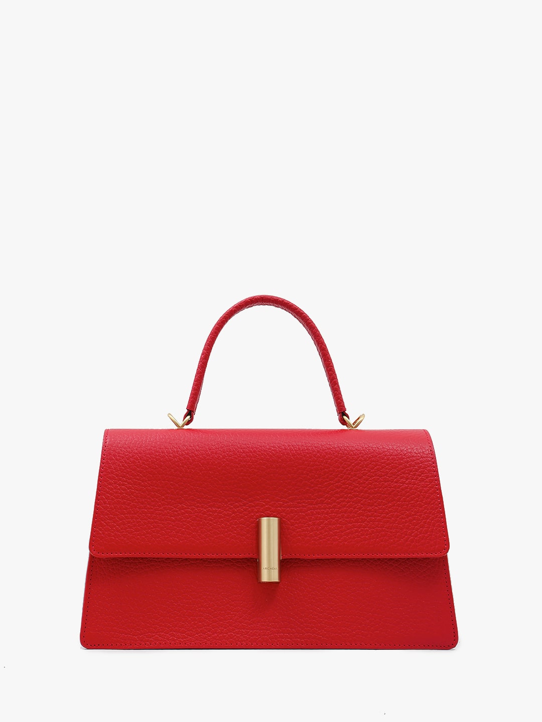 Сумка-портфель с цилиндрическим замком от ARCADIA из крупнозернистой кожи красного цвета