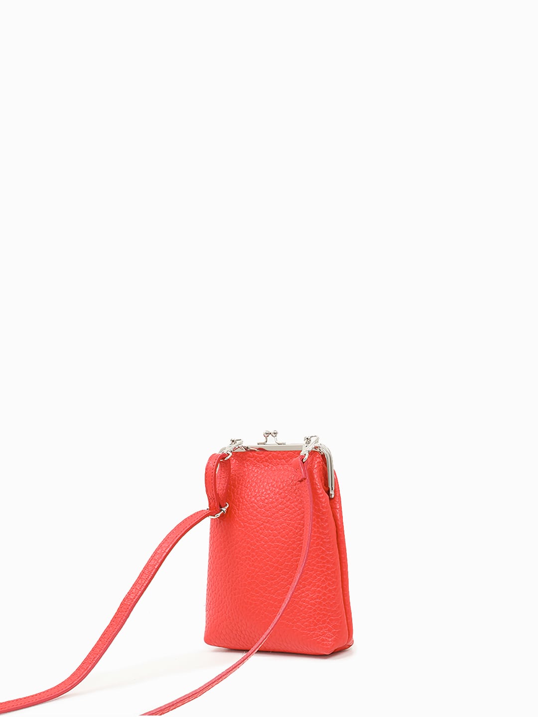 Мини-сумка "Clara" на шею/через плечо с застёжкой-фермуаром от BE NICE из крупнозернистой кожи красного цвета
