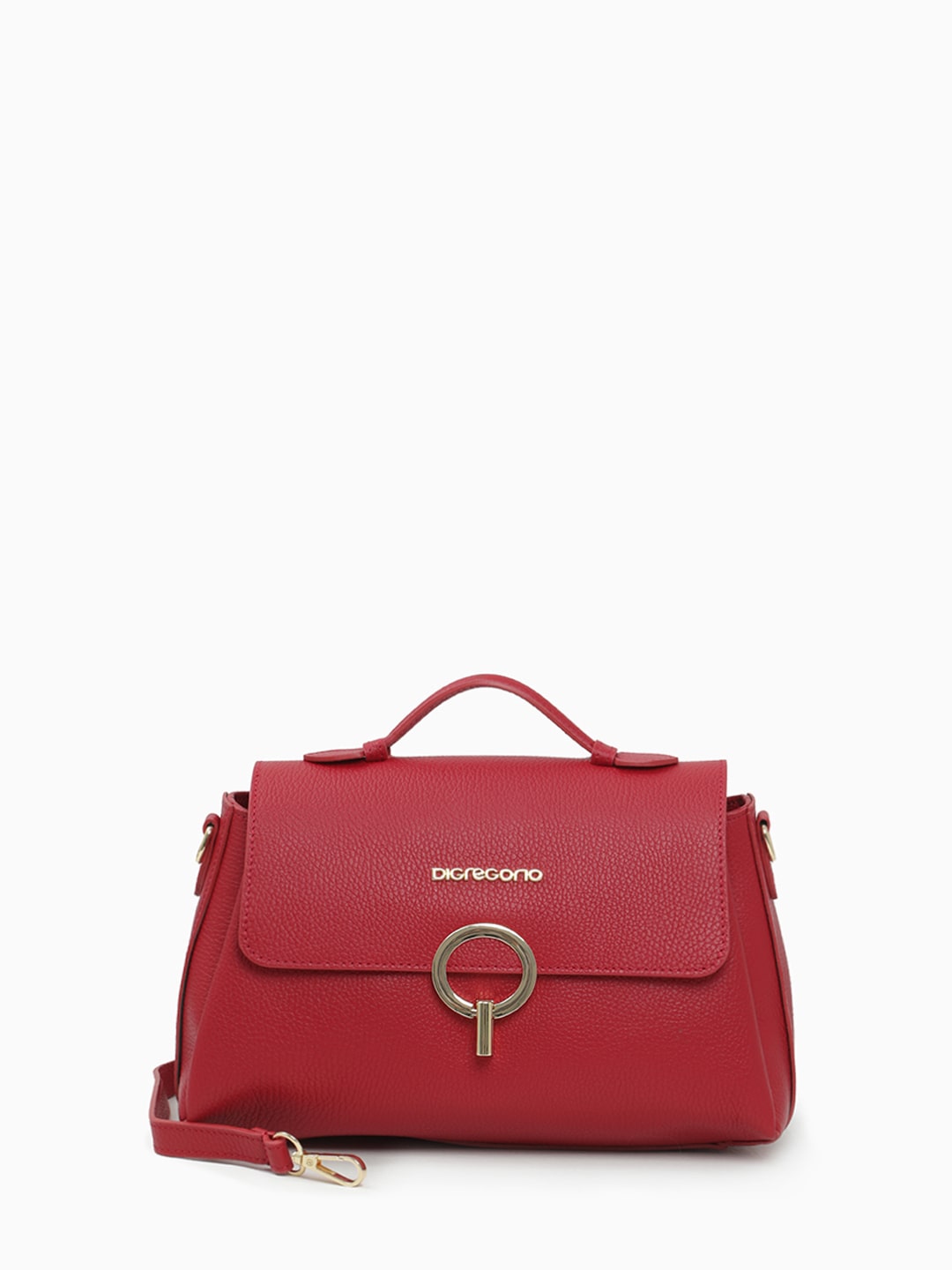 Сумка-сэтчел с пряжкой из золотого металла от Di Gregorio в красном цвете