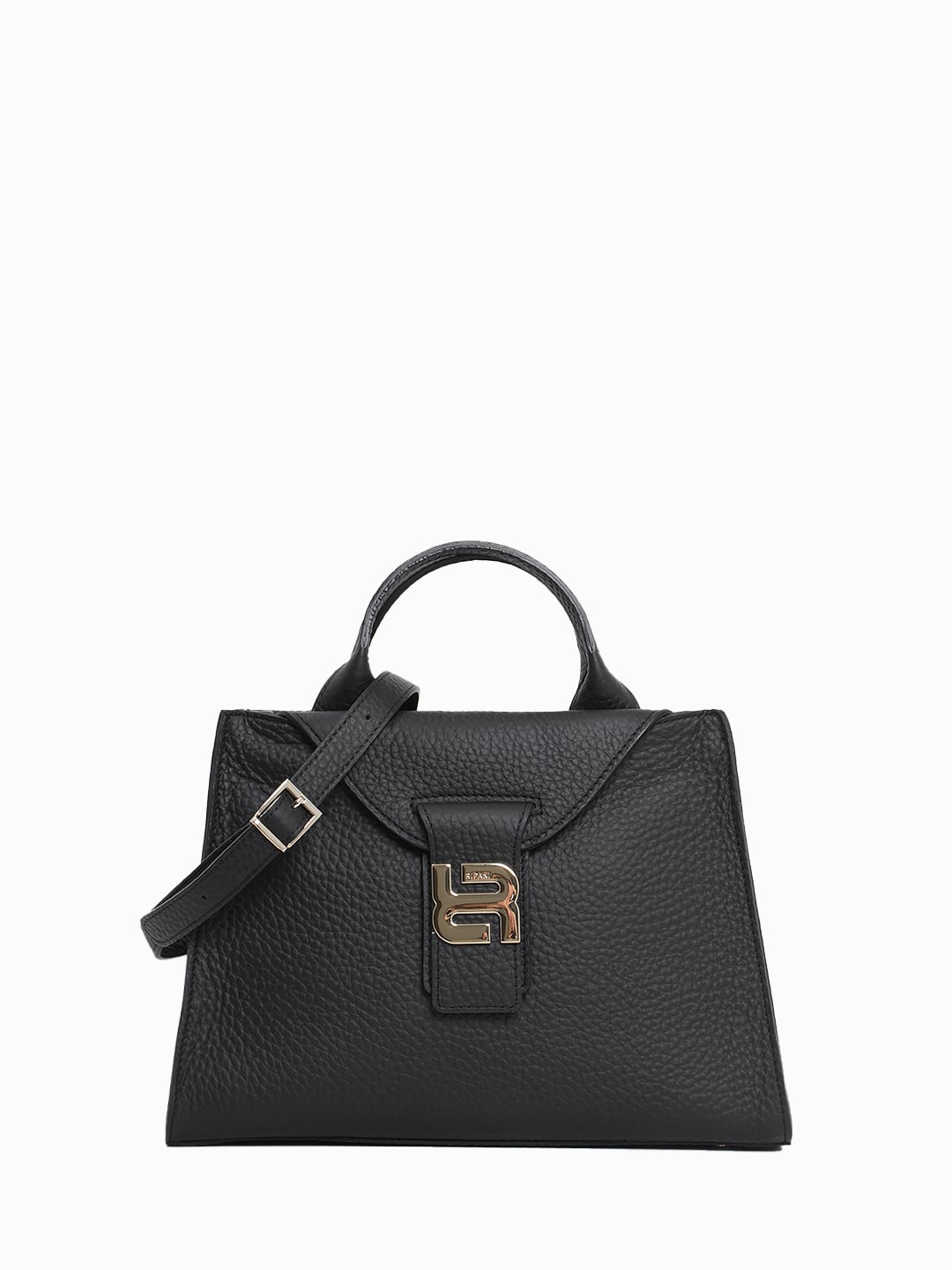 Чёрная сумка-трапеция со знаковой монограммой RIPANI