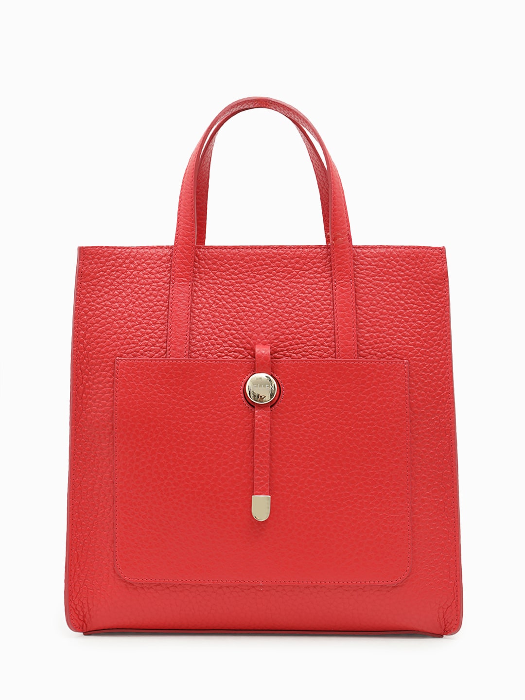 Прямоугольный шоппер с именной гравировкой KELLEN из крупнозернистой кожи алого оттенка