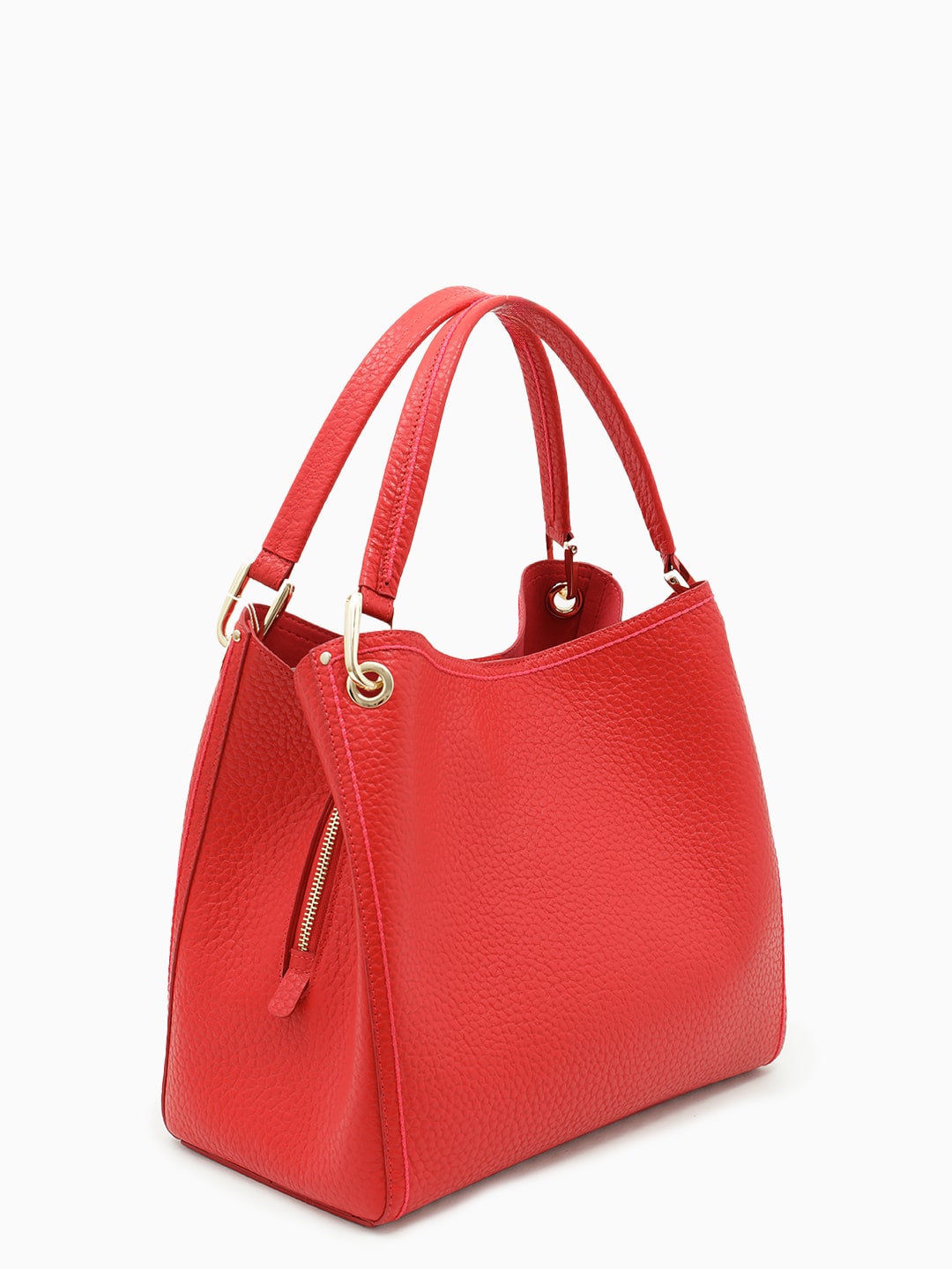 Базовый тоут с тиснёным логотипом KELLEN из крупнозернистой кожи красного цвета