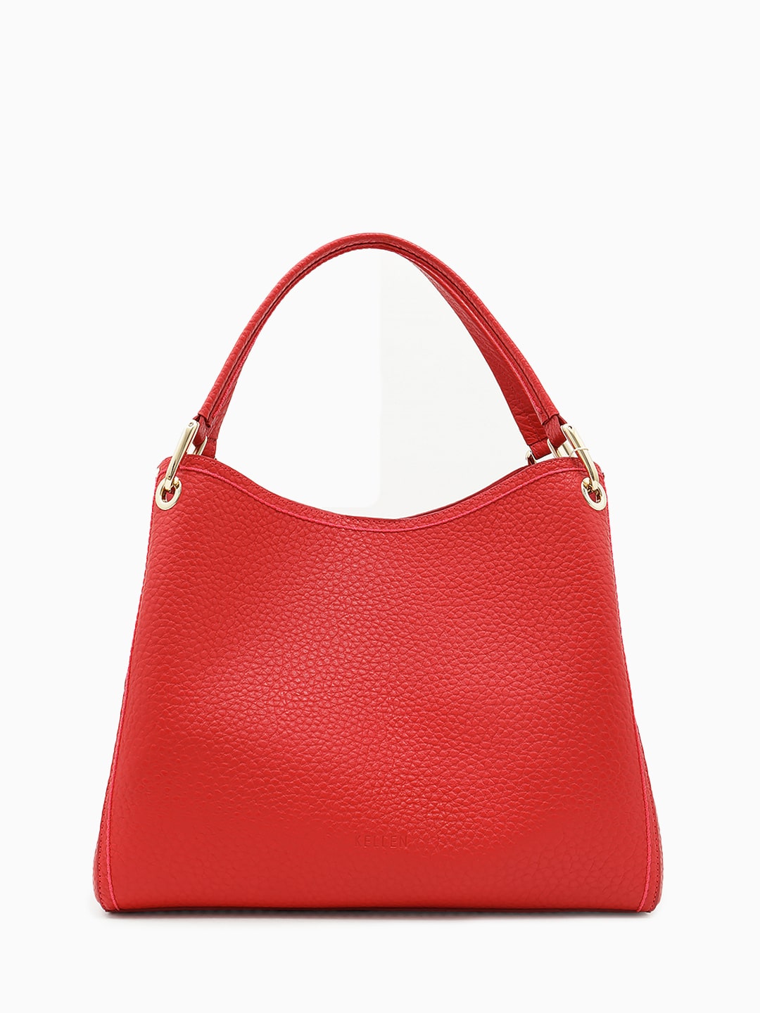 Базовый тоут с тиснёным логотипом KELLEN из крупнозернистой кожи красного цвета