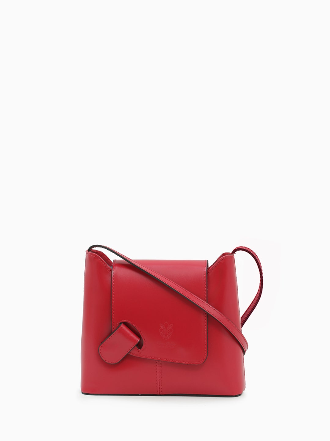 Кросс-боди с длинным плечевым ремнём от FOLLE из натуральной кожи vacchetta красного цвета
