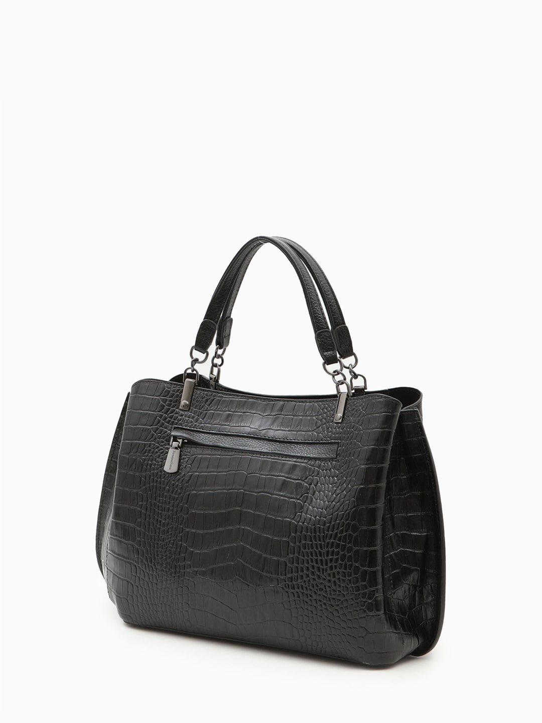 Базовый тоут с тремя отделениями от Vanessa Scani из кожи под крокодила чёрного цвета