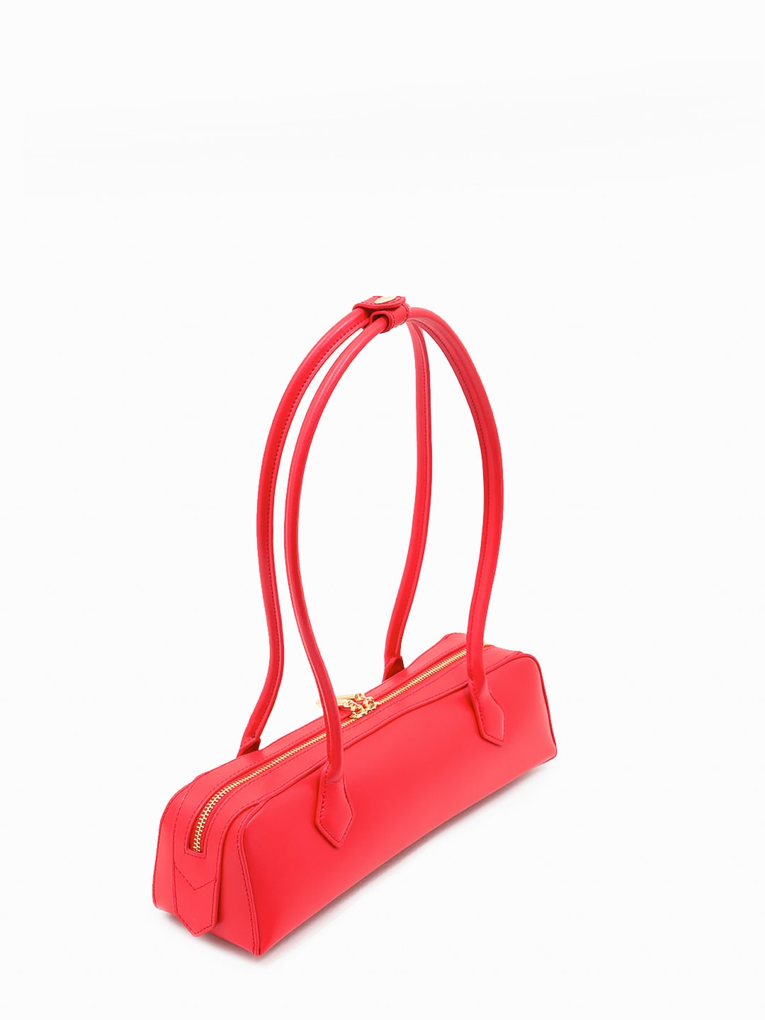 Красная сумка-багет с двумя ручками и золотистой фурнитурой от IVORY