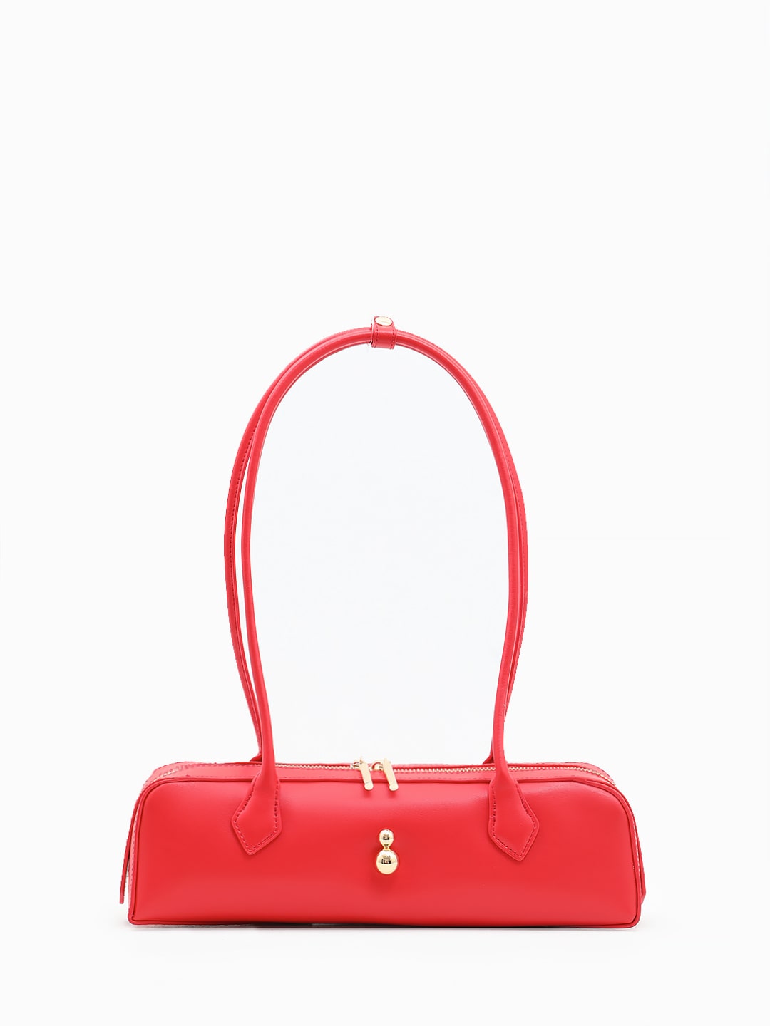 Красная сумка-багет с двумя ручками и золотистой фурнитурой от IVORY