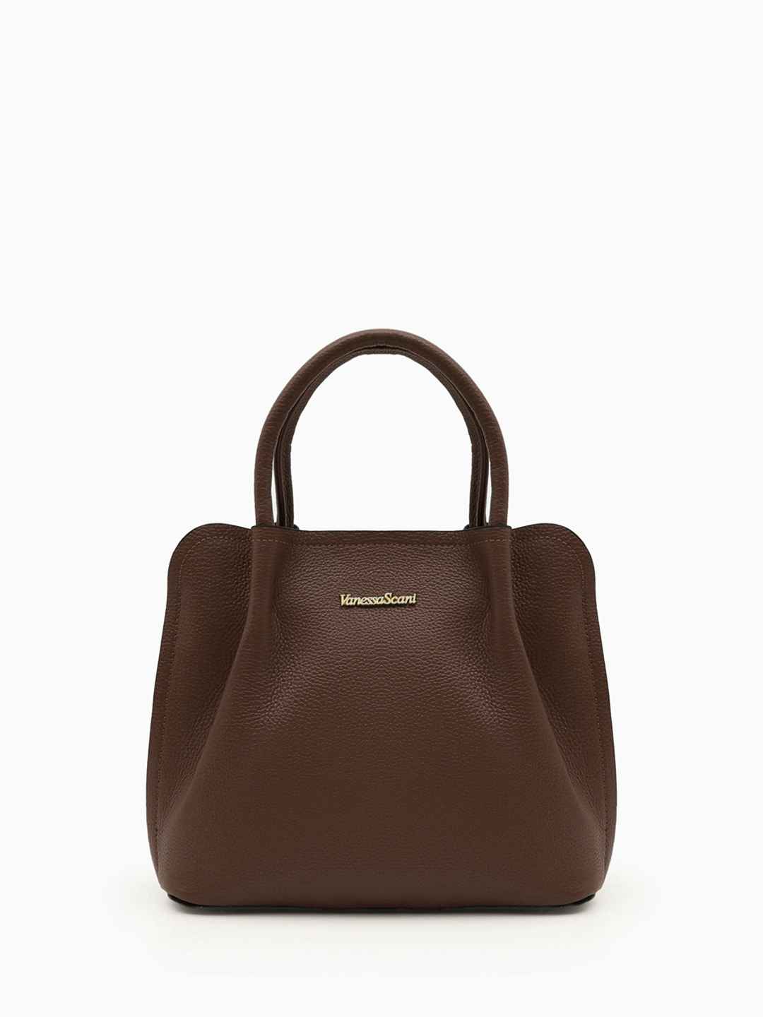 Классическая сумка с металлическим логотипом Vanessa Scani коричневого оттенка