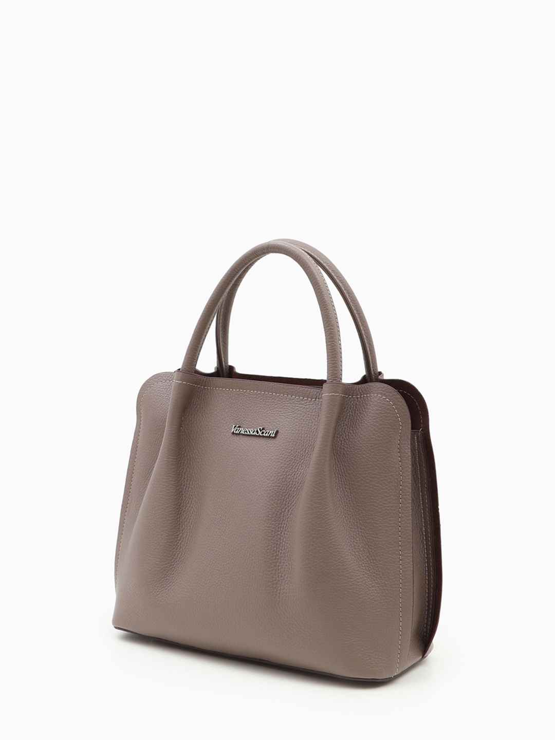 Классическая сумка с металлическим логотипом Vanessa Scani оттенка тауп