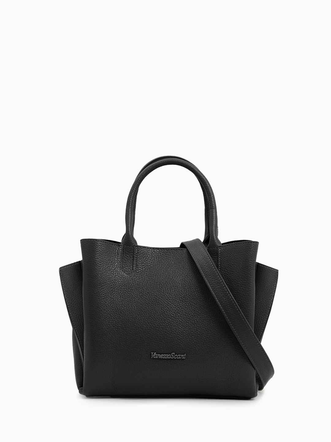 Сумка-тоут с тремя отделениями и именной гравировкой Vanessa Scani в чёрном цвете