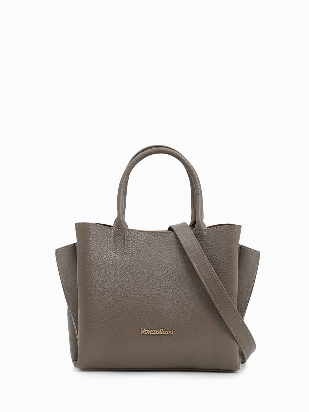 Сумка-тоут с тремя отделениями и именной гравировкой Vanessa Scani в оттенке тауп