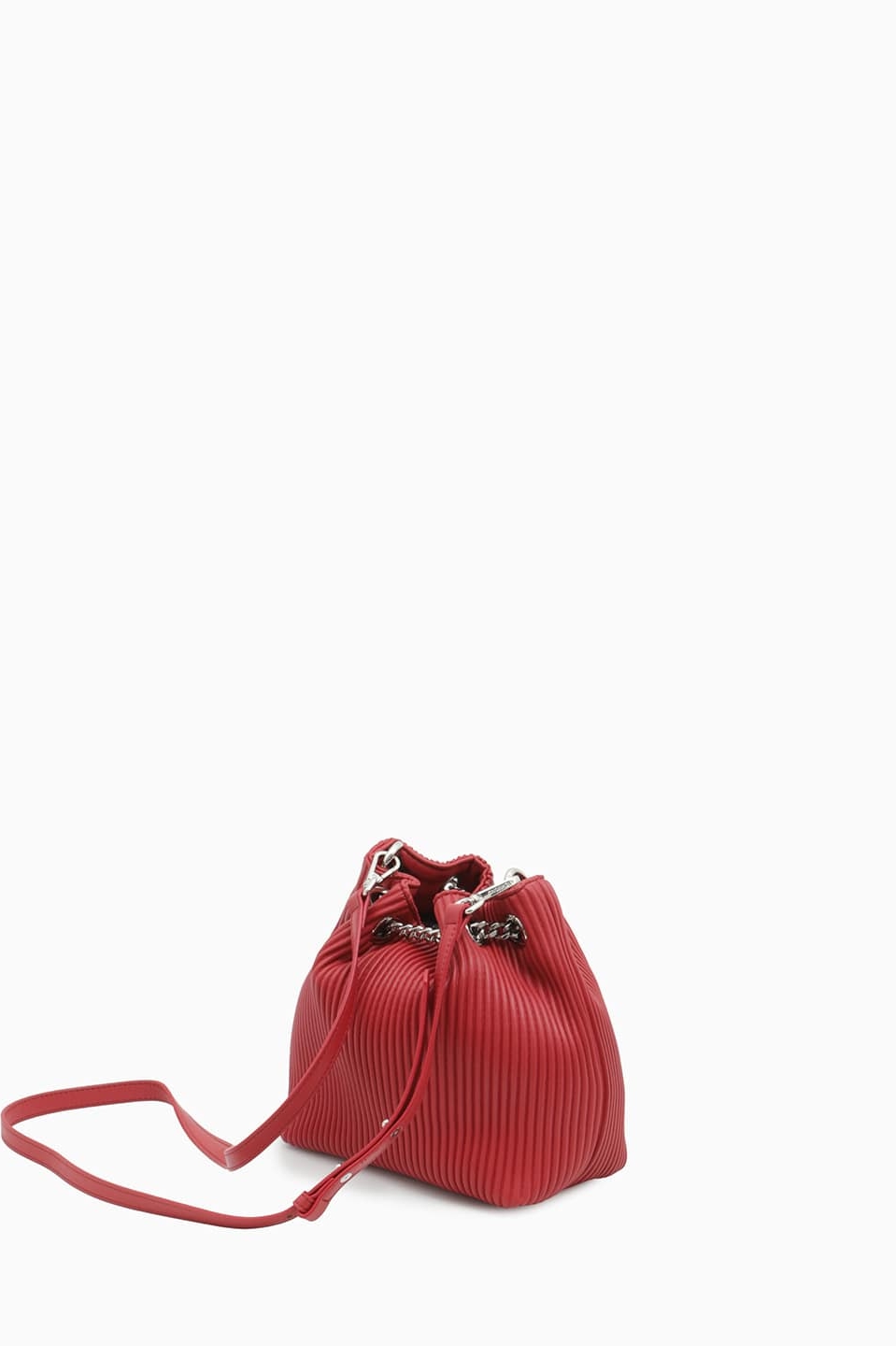 Плиссированная сумка-кисет с именным подкладом John Richmond в красном цвете