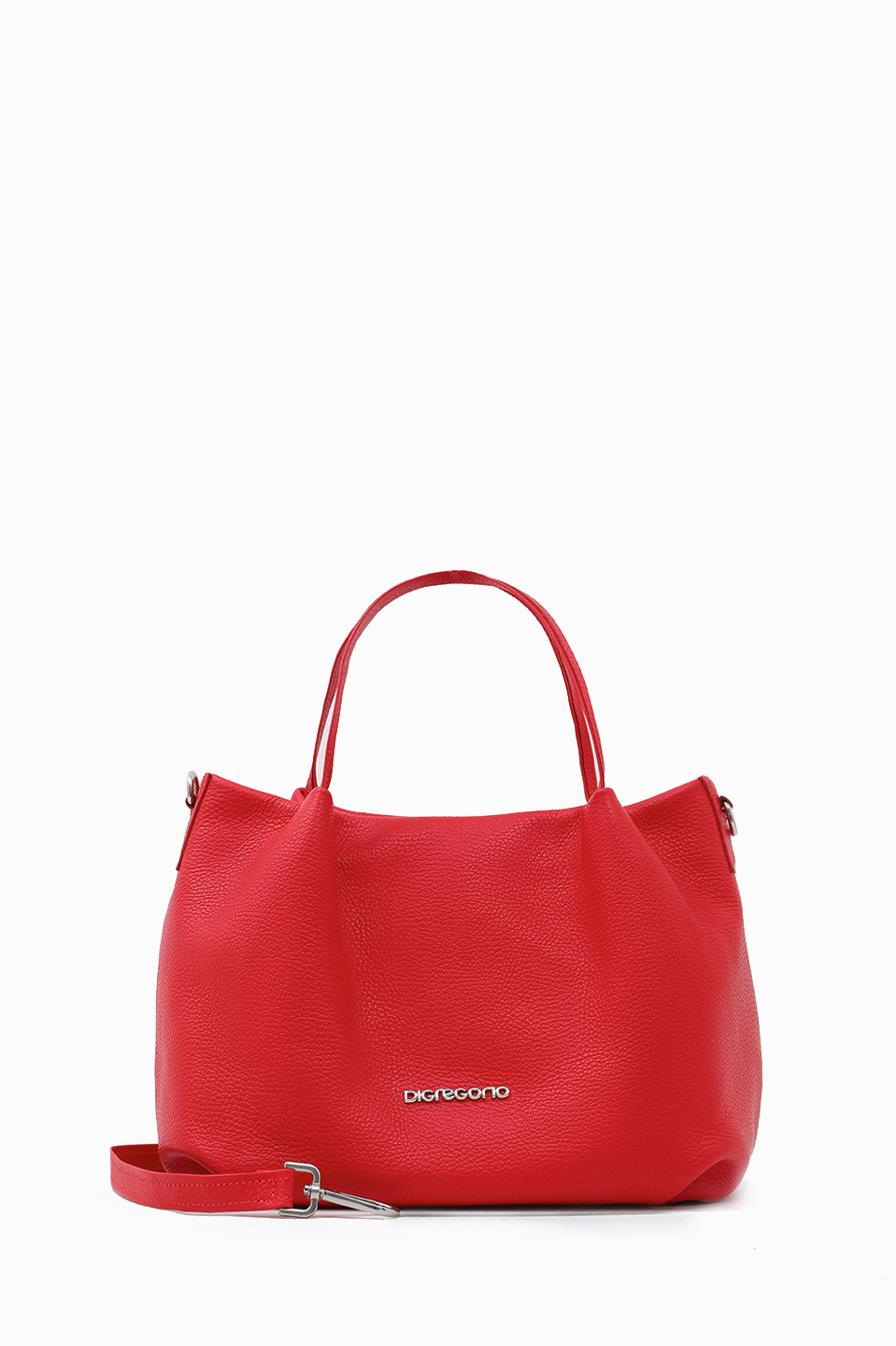 Сумка-тоут с серебристым логотипом Di Gregorio в красном цвете