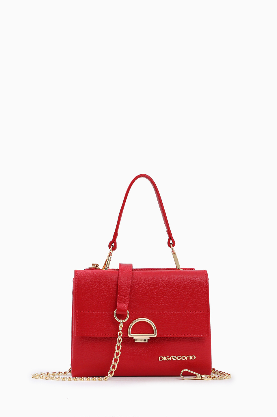 Сэтчел с декоративной пряжкой от Di Gregorio красного цвета