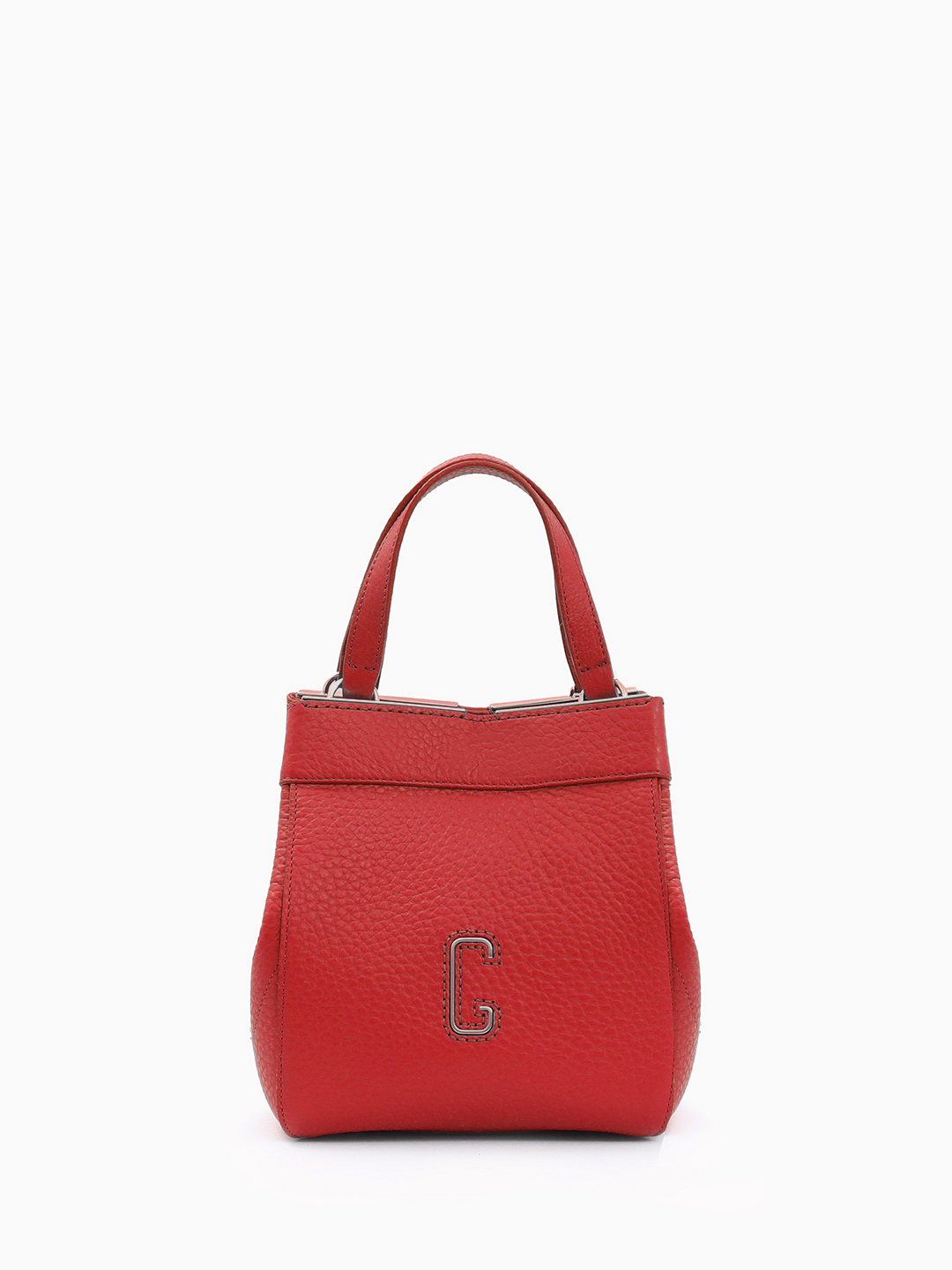 Небольшая сумка трансформер с золотистой монограммой Gironacci из премиальной кожи цвета rosso