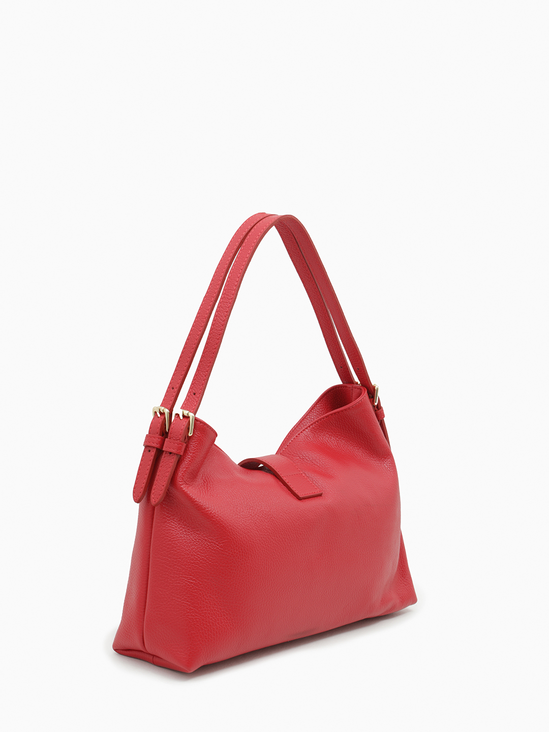 Компактный мешок с хлястиком на поворотной фурнитуре от Di Gregorio в красном цвете