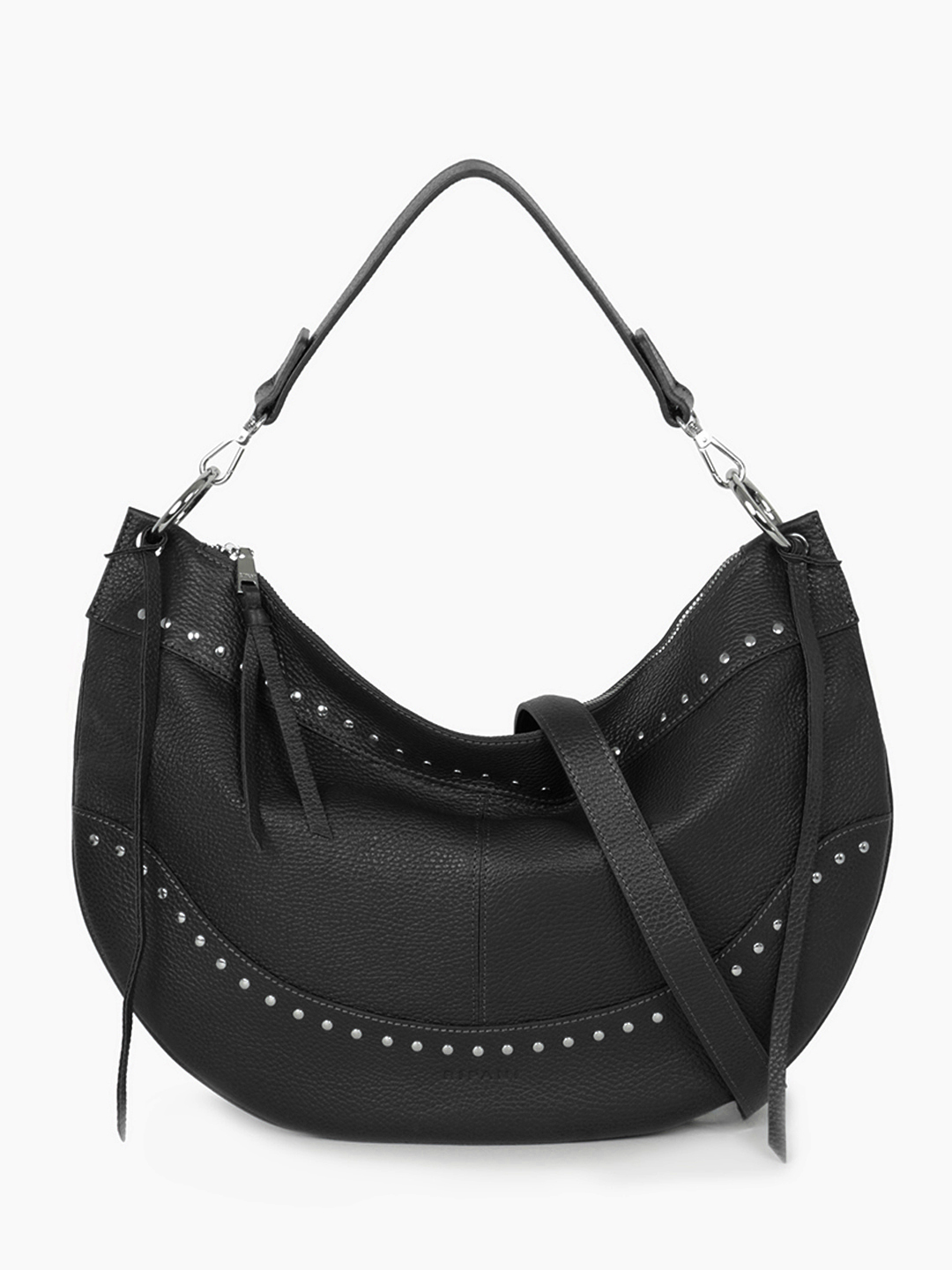 Сумка - мешок с клёпками в форме луны от RIPANI в чёрном цвете