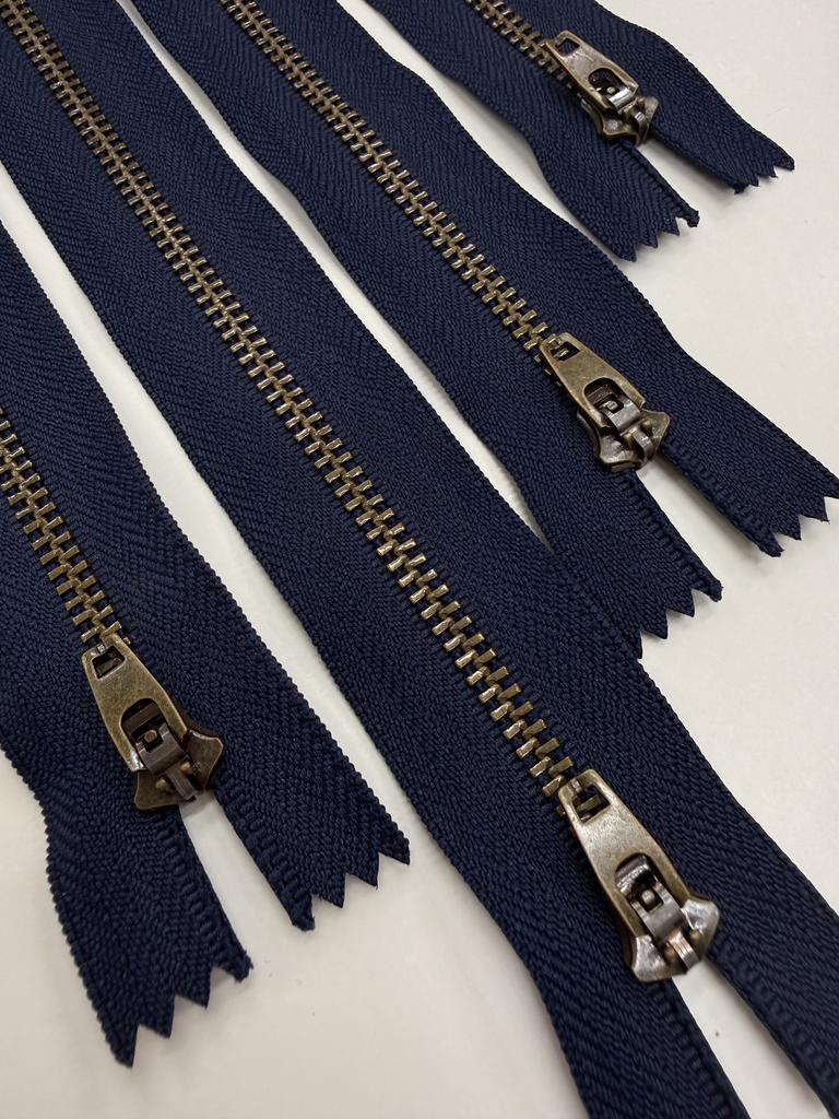 Молния Джинсовая. Цвет Темно синий. Бронза