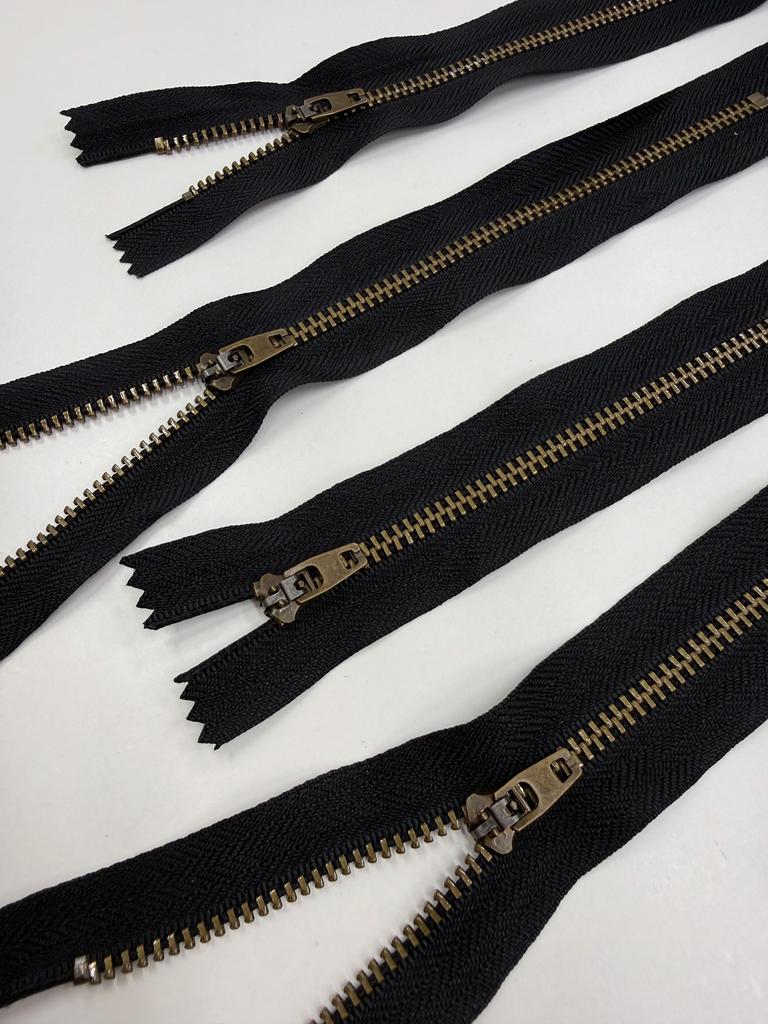 Молния Джинсовая. Цвет Черный. Бронза