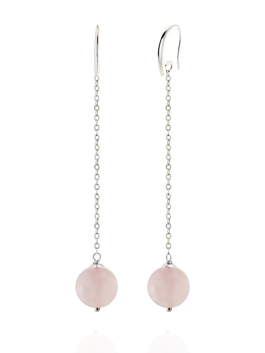 Серьги Forever Rose Long из природного розового кварца