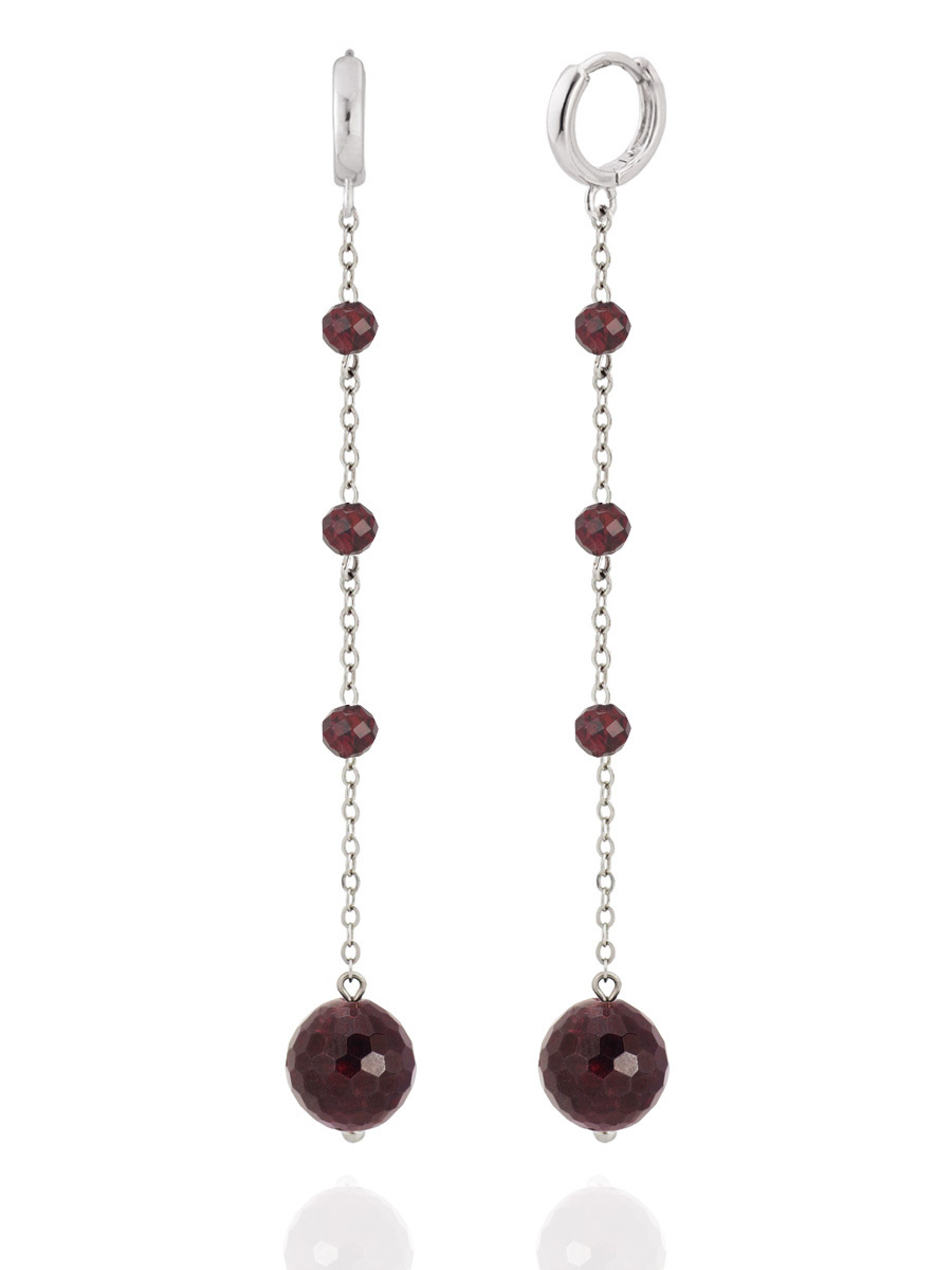 Серьги Miniature Garnet длинные из натурального граната