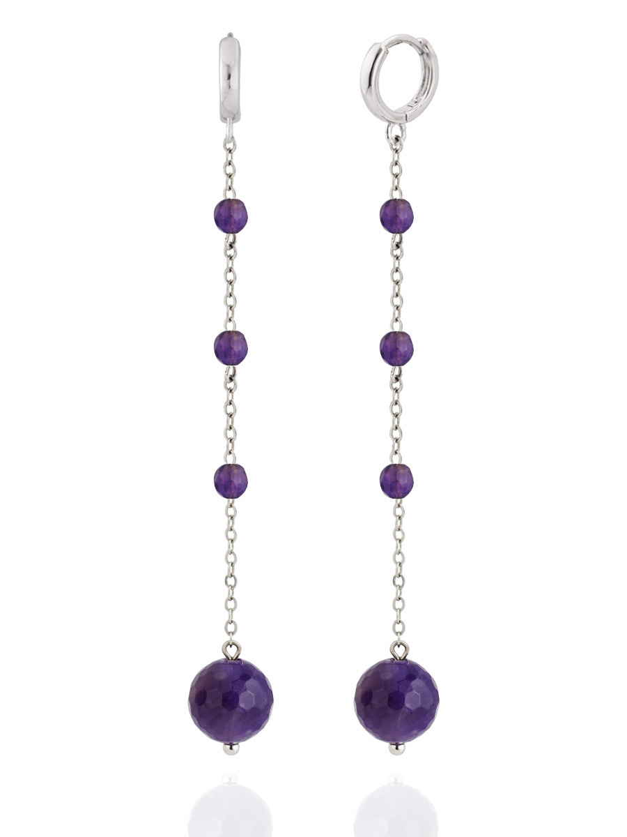 Серьги Miniature Violet длинные из натурального аметиста