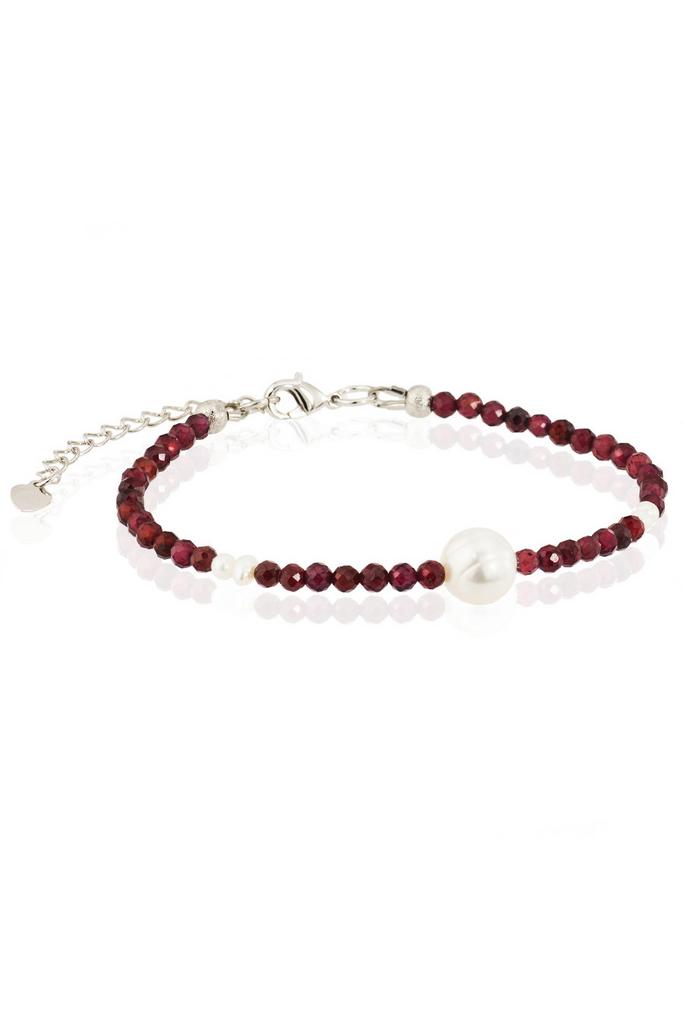 Браслет Miniature Pearl из граната с жемчугом-майоркой