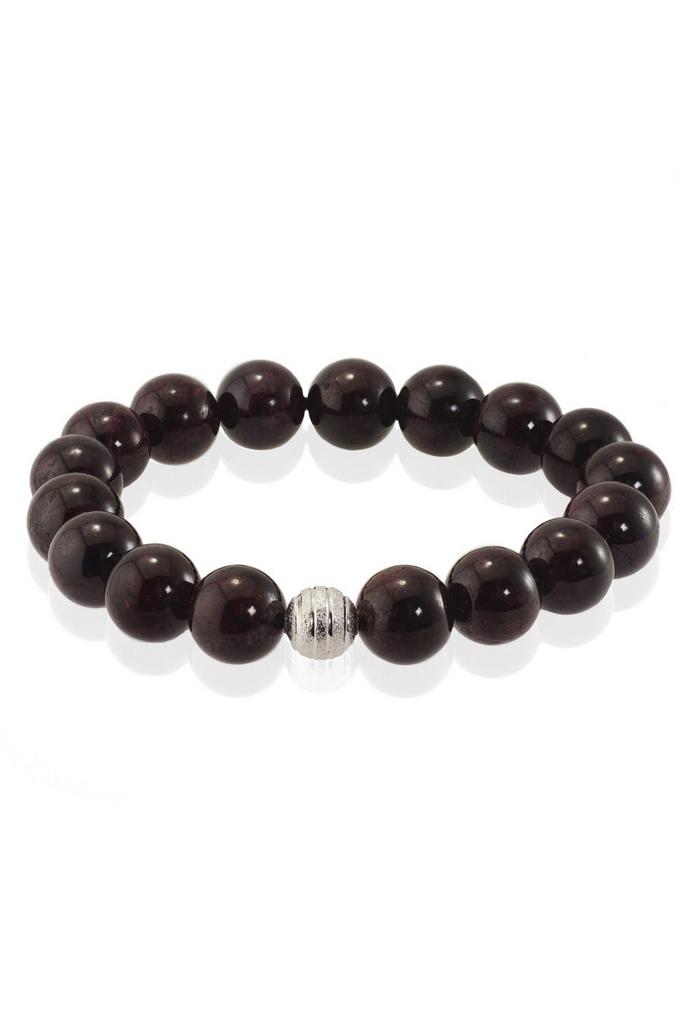 Браслет Forever Garnet из натурального граната с серебристой бусиной